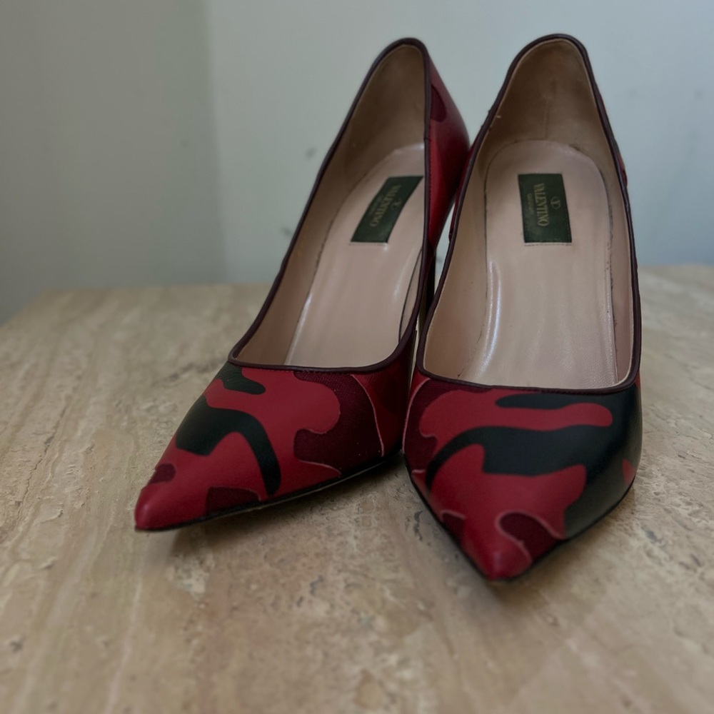 Valentino Red and Black Camouflage Heels